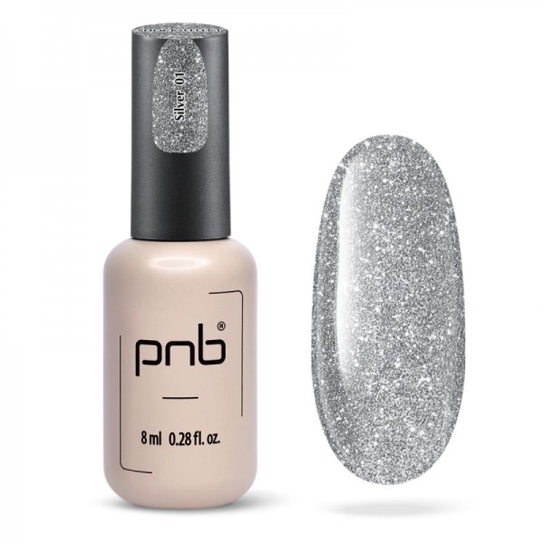 Гел лак PNB 8 мл, Шок ефект 01 Сребро